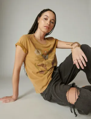 Lucky Brand Butterfly Garden Classic Crew Honey Mustard Lucky Brand
