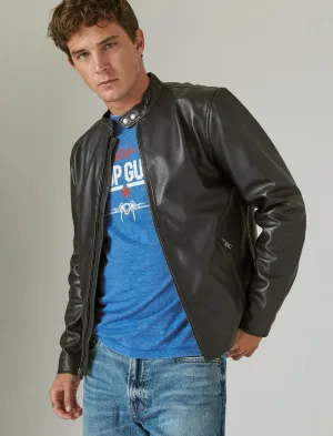 Lucky Brand Clean Leather Bonneville Jacket #001 Black Lucky Brand