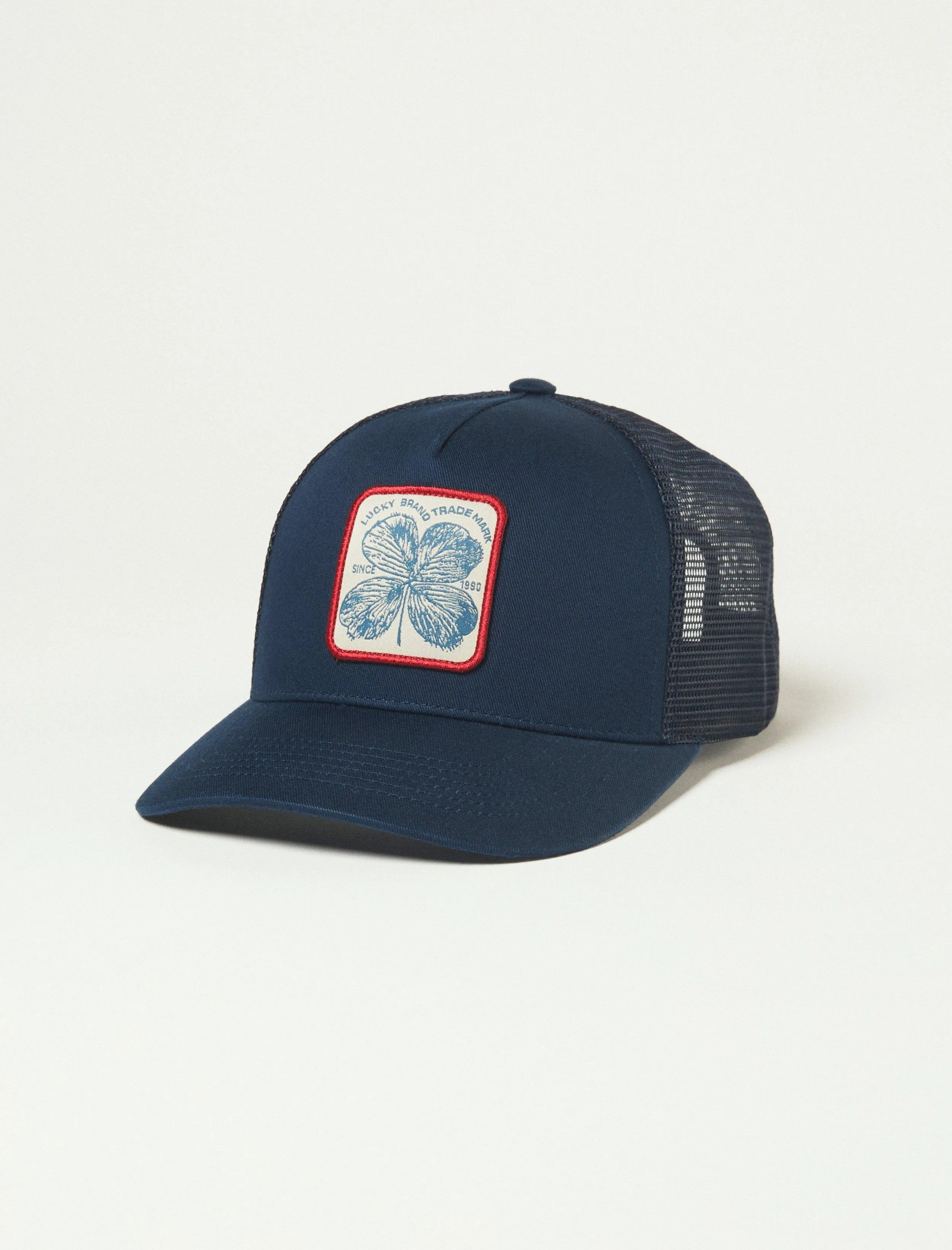 Lucky Brand Clover Patch Trucker Hat American Navy Lucky Brand
