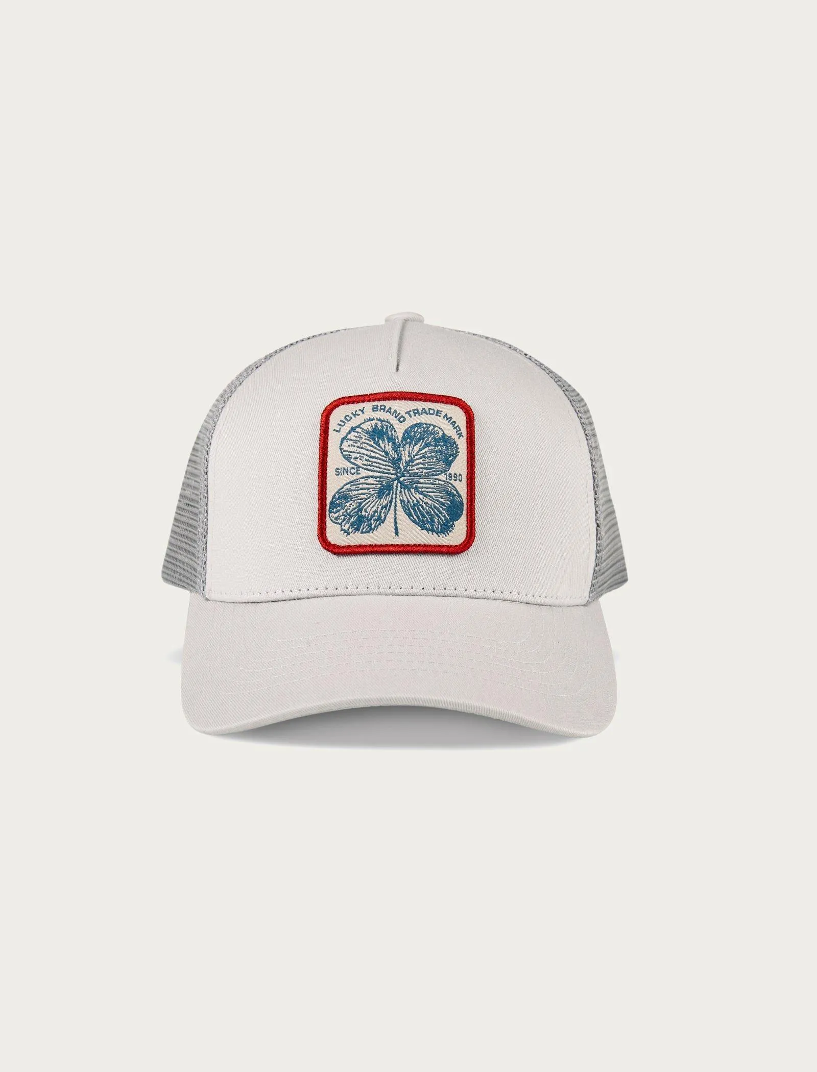 Lucky Brand Clover Patch Trucker Hat Open Grey Lucky Brand