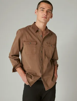 Lucky Brand Corduroy Collar Washed Utility Long Sleeve Shirt Coffee Liqueur Lucky Brand