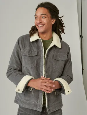 Lucky Brand Corduroy Faux Shearling Trucker Jacket Grey Lucky Brand