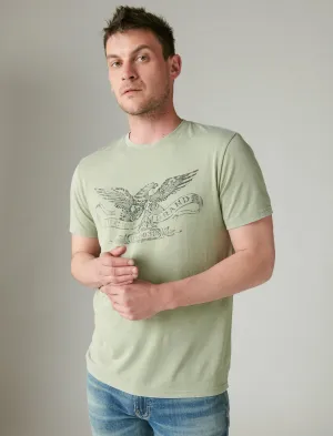 Lucky Brand Eagle Stamp Tee Oil Green Lucky Brand
