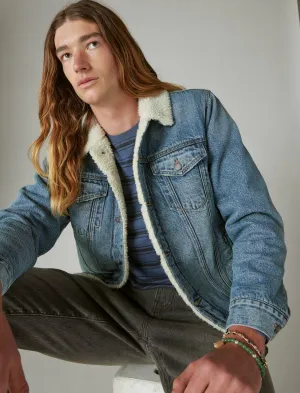 Lucky Brand Faux Shearling Lined Denim Trucker Jacket Noah Lucky Brand