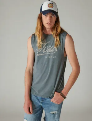 Lucky Brand Ford Script Muscle Tee Dark Slate Lucky Brand