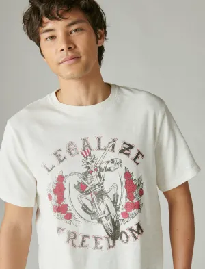 Lucky Brand Freedom Skeleton Tee Marshmallow Lucky Brand