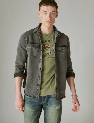 Lucky Brand French Terry Utility Shirt Jet Black Lucky Brand