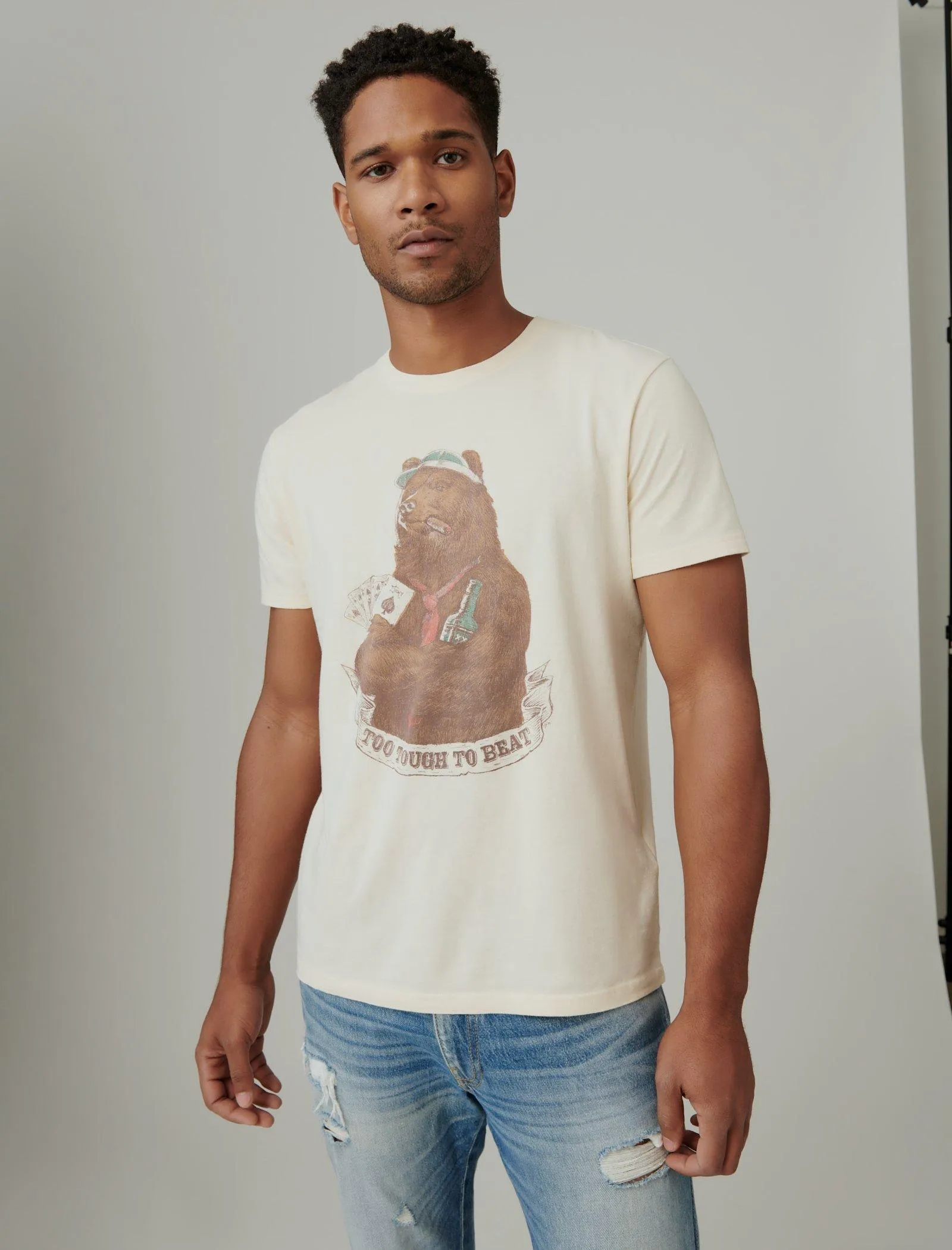Lucky Brand Gambling Bear Graphic Tee Pearled Ivory Lucky Brand