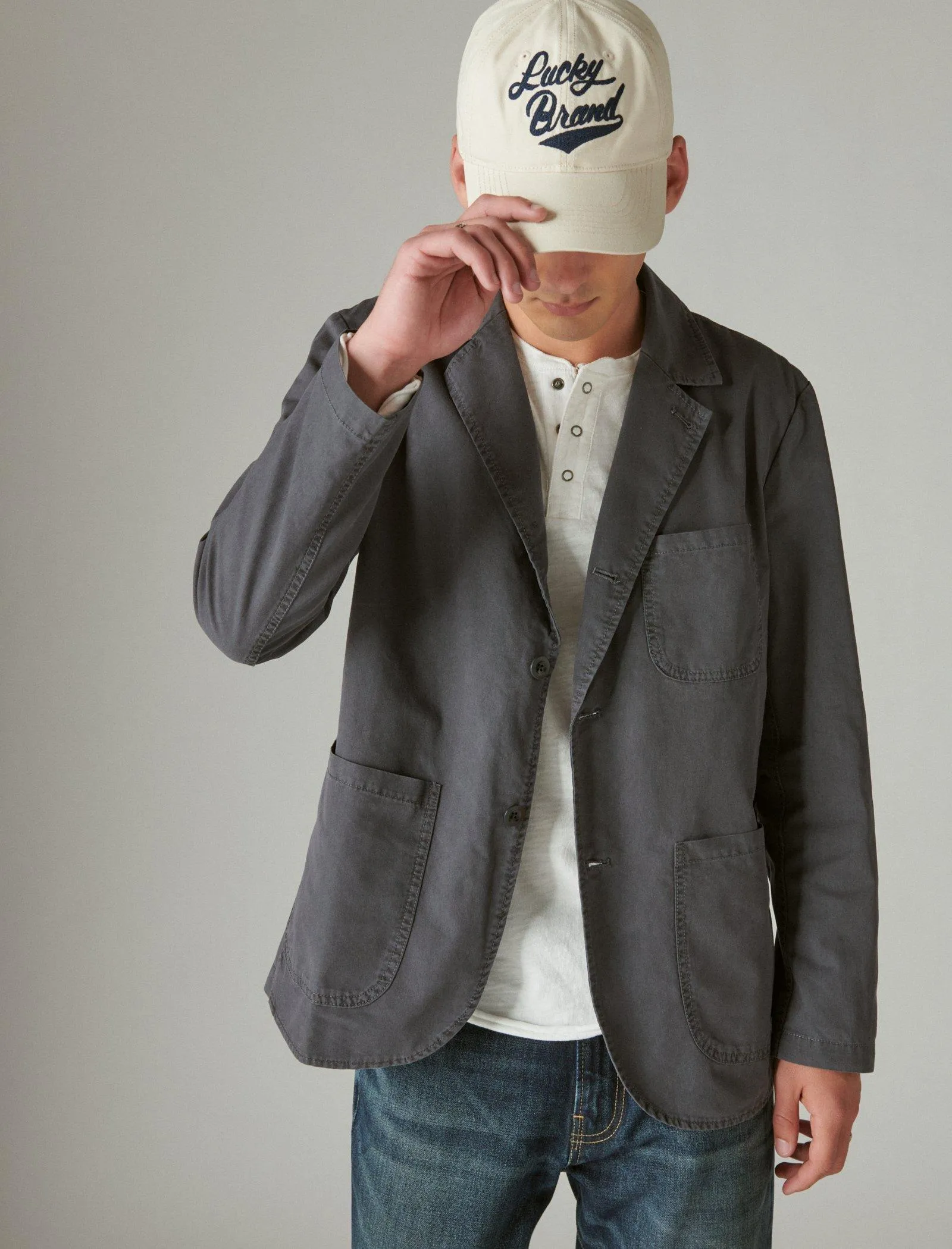 Lucky Brand Garment Dye Casual Blazer Parisian Night Lucky Brand