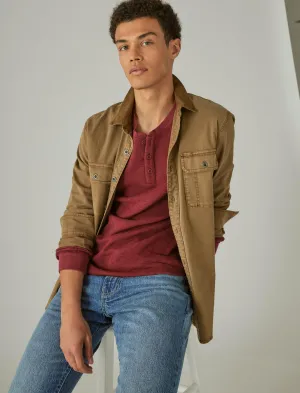 Lucky Brand Garment Dye Thermal Henley Pomegranate Lucky Brand
