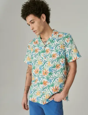 Lucky Brand Hemp Print Camp Collar Short Sleeve Shirt Multi Print Lucky Brand