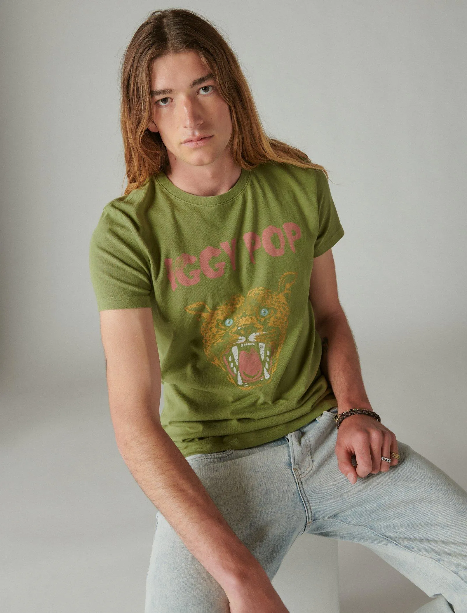 Lucky Brand Iggy Pop Tiger Tee Calliste Green Lucky Brand
