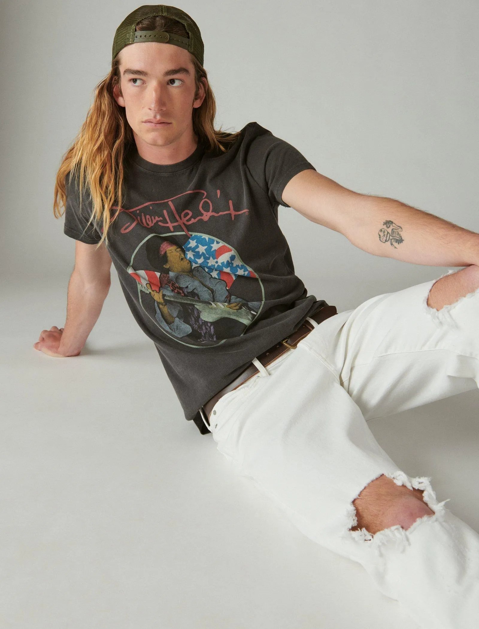 Lucky Brand Jimi Hendrix Flag Tee Jet Black Lucky Brand
