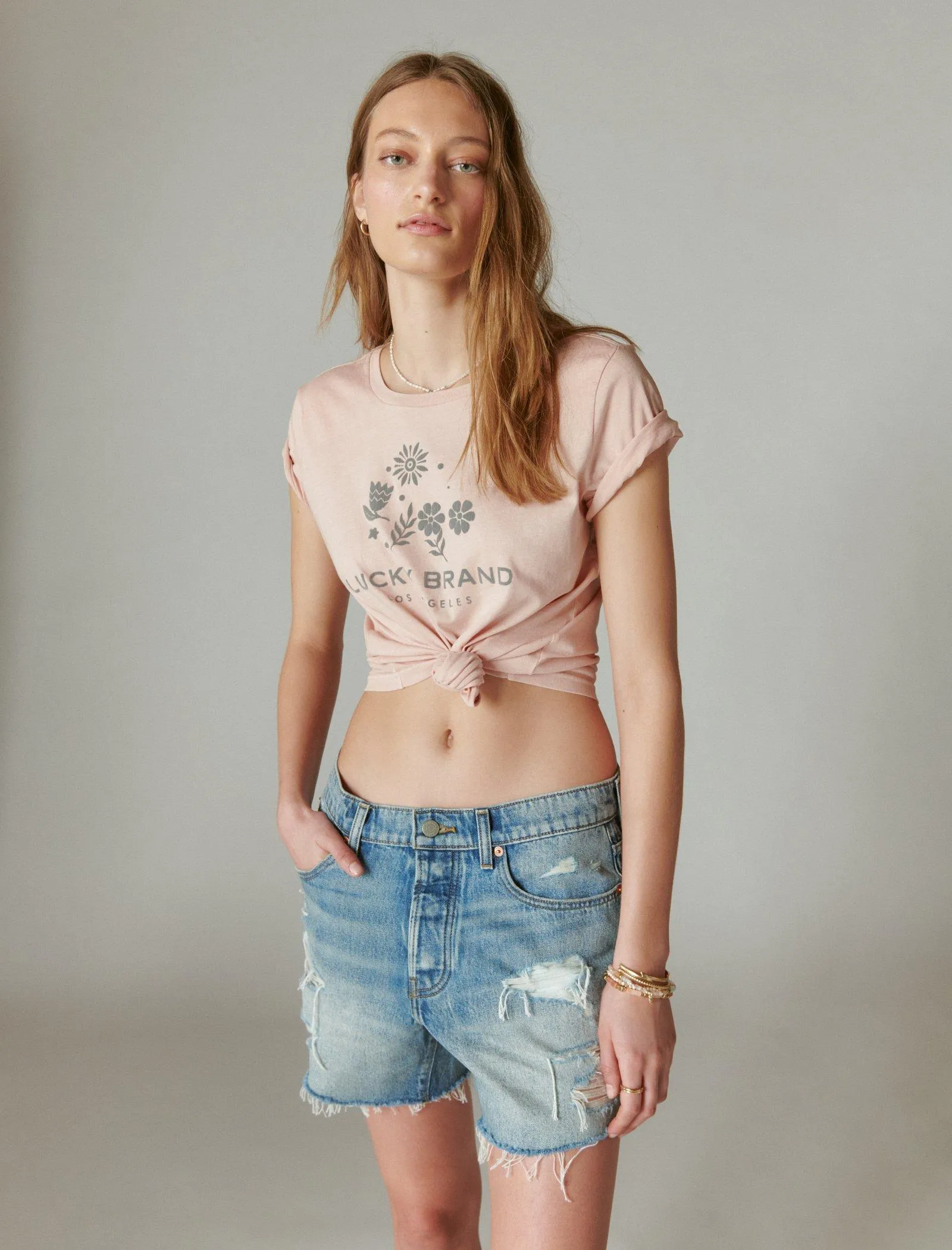 Lucky Brand La Classic Crew Cameo Rose Lucky Brand