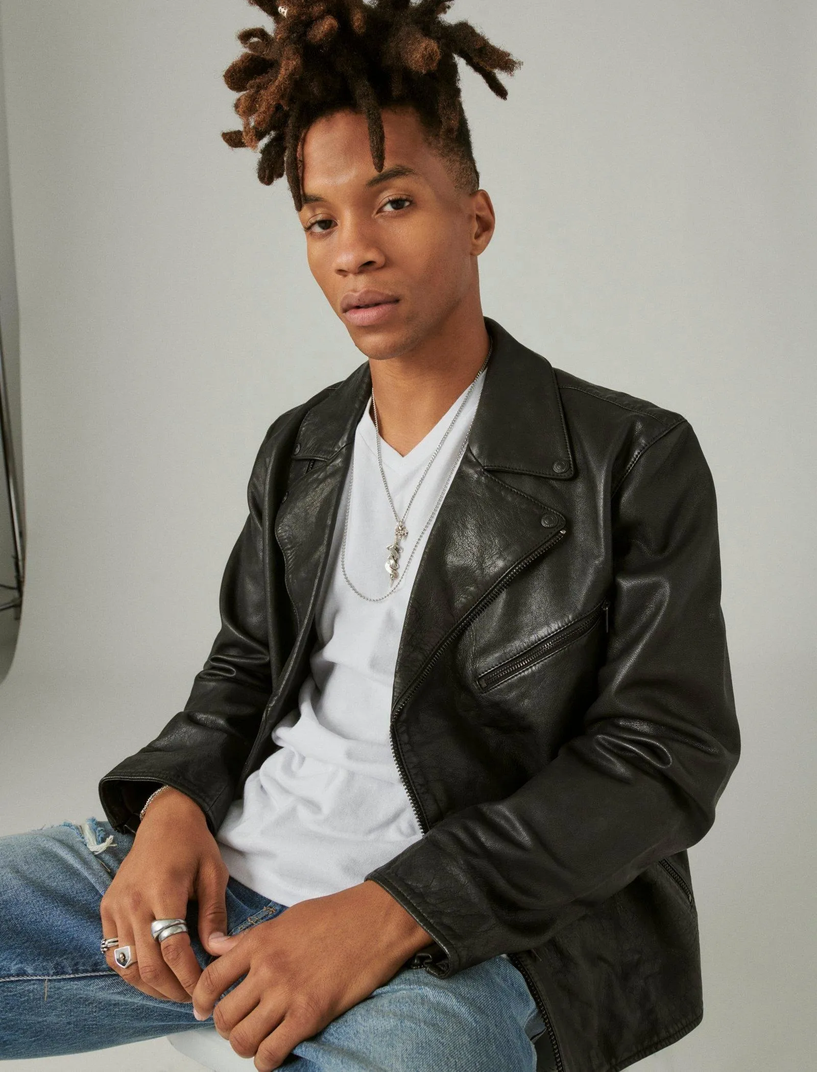 Lucky Brand Leather Moto Jacket #001 Black Lucky Brand