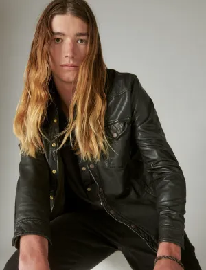 Lucky Brand Leather Western Shirt Black Lucky Brand