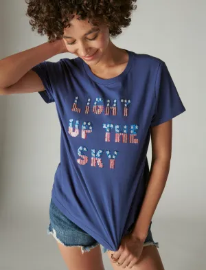 Lucky Brand Light Up The Sky Classic Crew Patriot Blue Lucky Brand