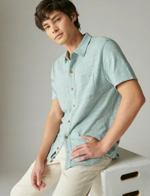 Lucky Brand Linen Short Sleeve Button Up Shirt Sagebrush Green Lucky Brand