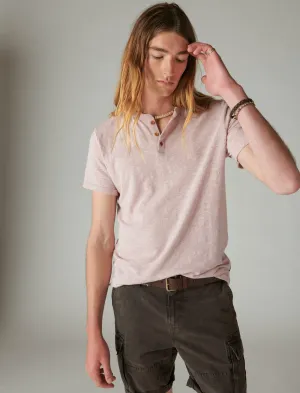 Lucky Brand Linen Short Sleeve Henley Mauve Shadows Lucky Brand