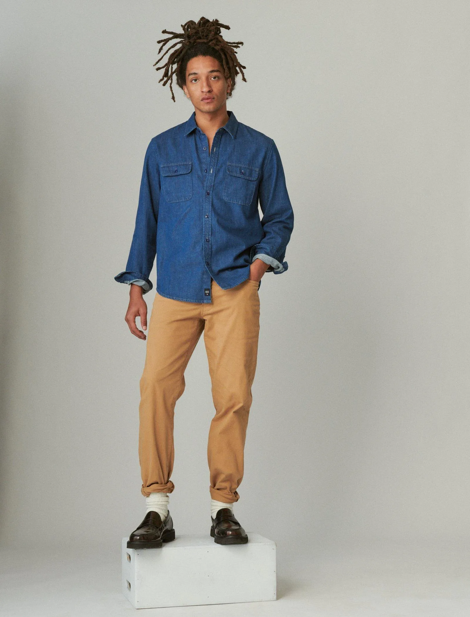 Lucky Brand Lived-In Denim Long Sleeve Utility Shirt Manor Lucky Brand
