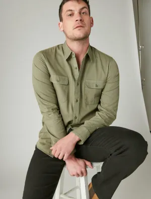 Lucky Brand Lived-In Long Sleeve Utility Shirt Deep Lichen Green Lucky Brand