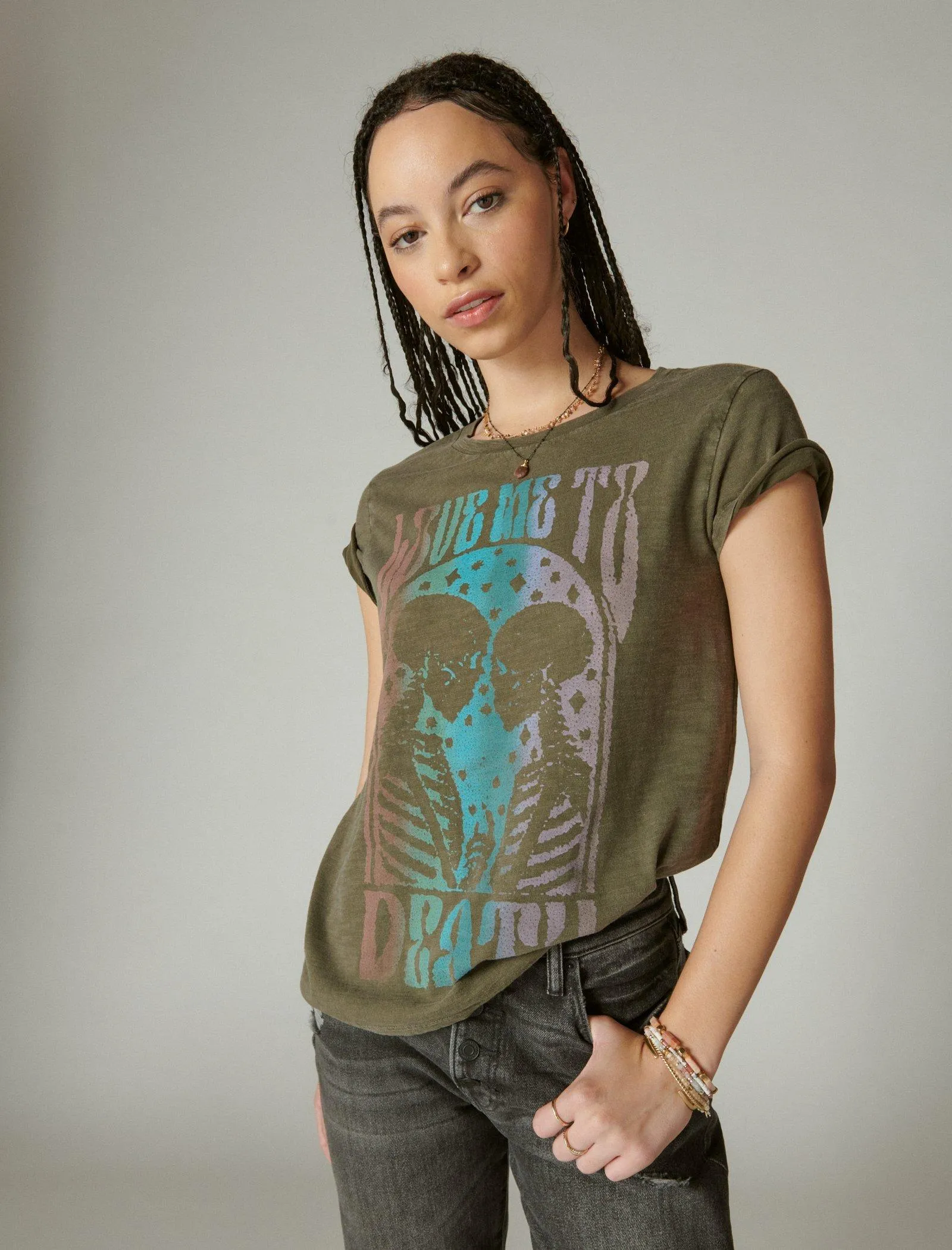 Lucky Brand Love Me To Death Classic Crew Canteen Lucky Brand