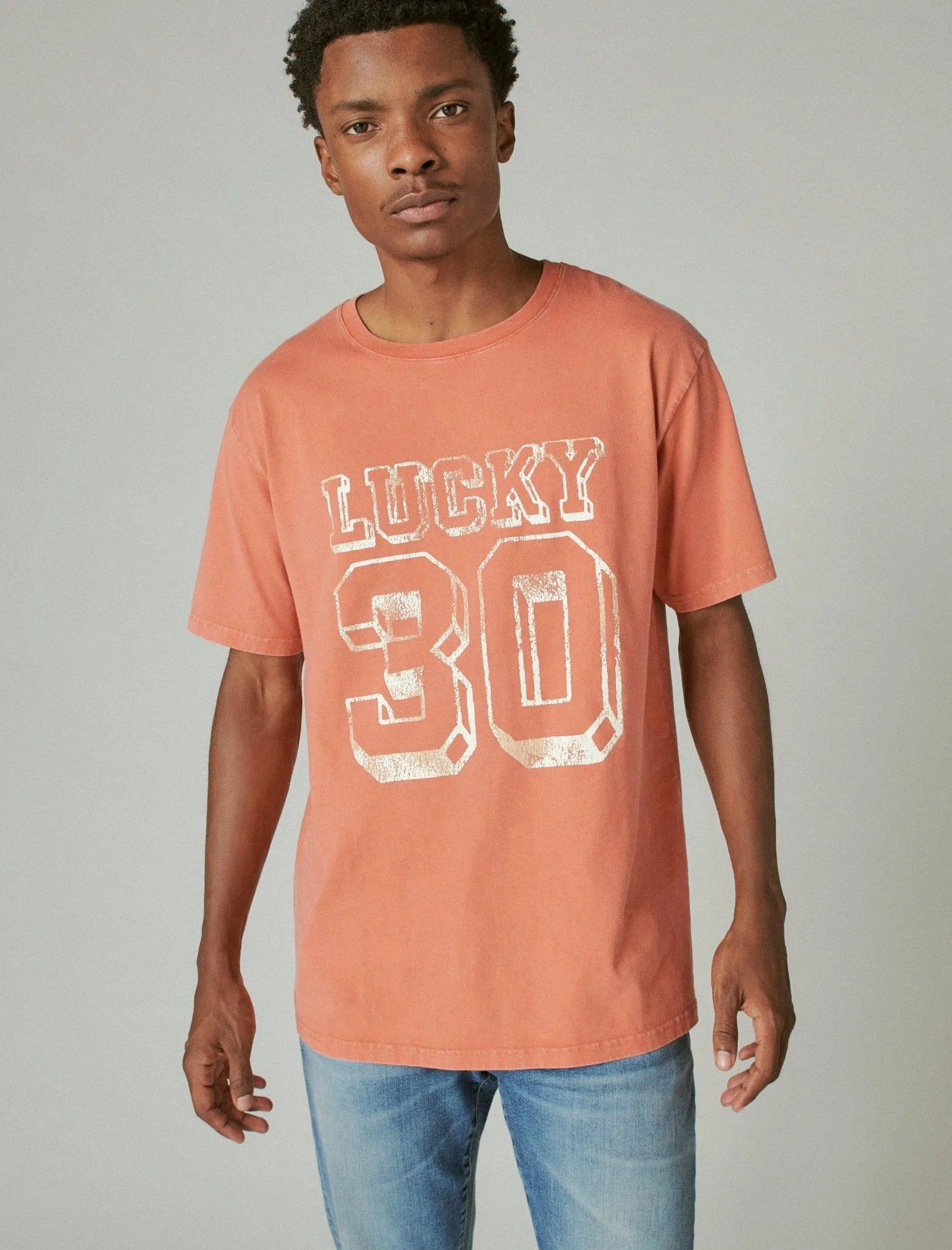 Lucky Brand Lucky 30 Graphic Tee Apricot Brandy Lucky Brand