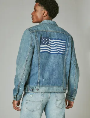 Lucky Brand Lucky Legend Flag Trucker Jacket Skyline Lucky Brand