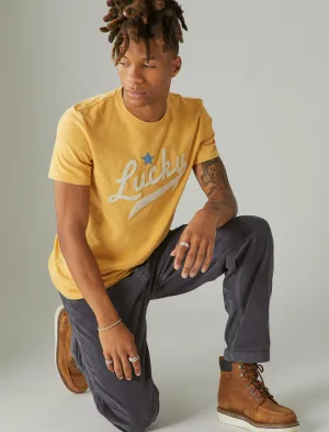 Lucky Brand Lucky Logo Script Graphic Tee Golden Spice Lucky Brand