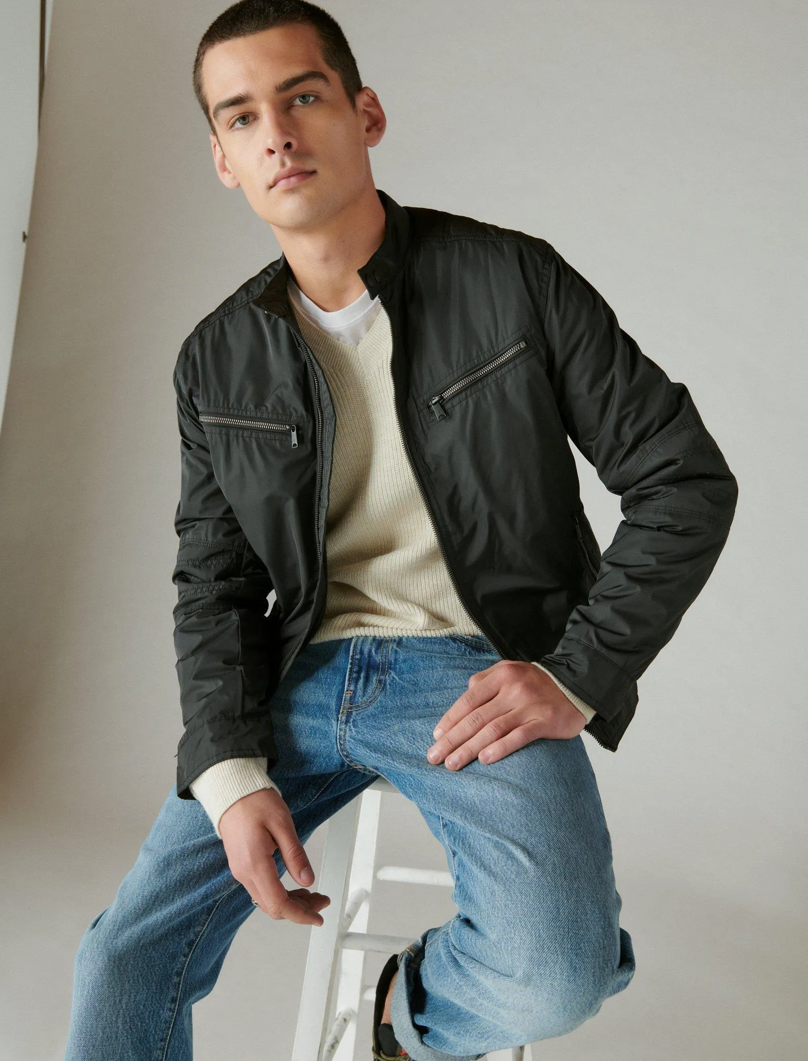 Lucky Brand Nylon Bonneville Jacket Jet Black Lucky Brand