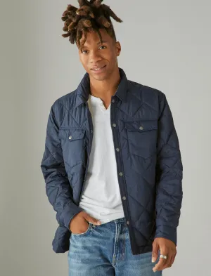 Lucky Brand Nylon Quilted Puffer Shirt Jacket Navy Lucky Brand