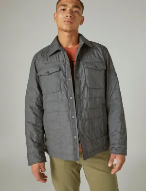 Lucky Brand Nylon Reversible Puffer Shirt Jacket Navy Charcoal Multi Lucky Brand