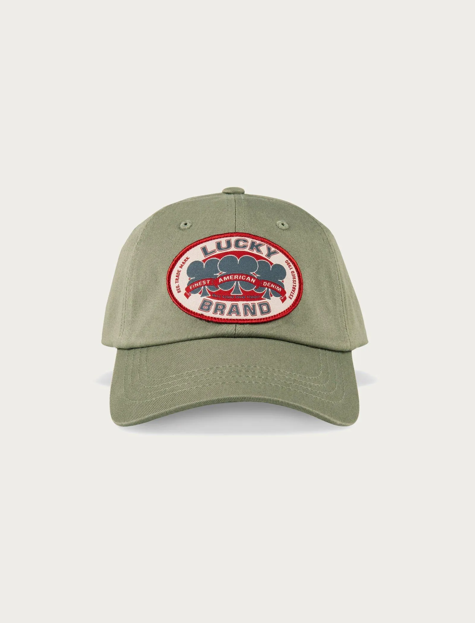 Lucky Brand Oval Clover Patch Trucker Bright Green Lucky Brand