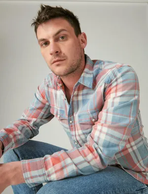 Lucky Brand Plaid Indigo Long Sleeve Western Shirt Indigo/Red Lucky Brand