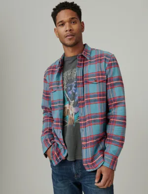 Lucky Brand Plaid Utility Cloud Soft Long Sleeve Flannel Blue Plaid Lucky Brand