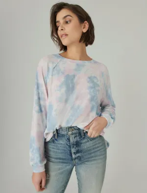 Lucky Brand Relaxed Cloud Jersey Crewneck Tie- Dye Lucky Brand