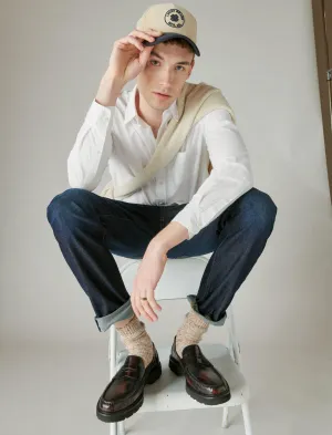 Lucky Brand Rumpled Poplin One Pocket Long Sleeve Shirt Shirt White Lucky Brand