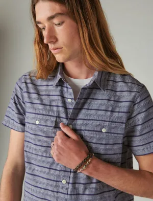 Lucky Brand Striped Short Sleeve Utility Shirt Blue Stripe Lucky Brand