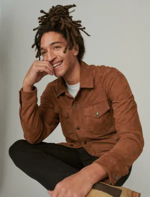Lucky Brand Suede Trucker Jacket Dark Tan Lucky Brand