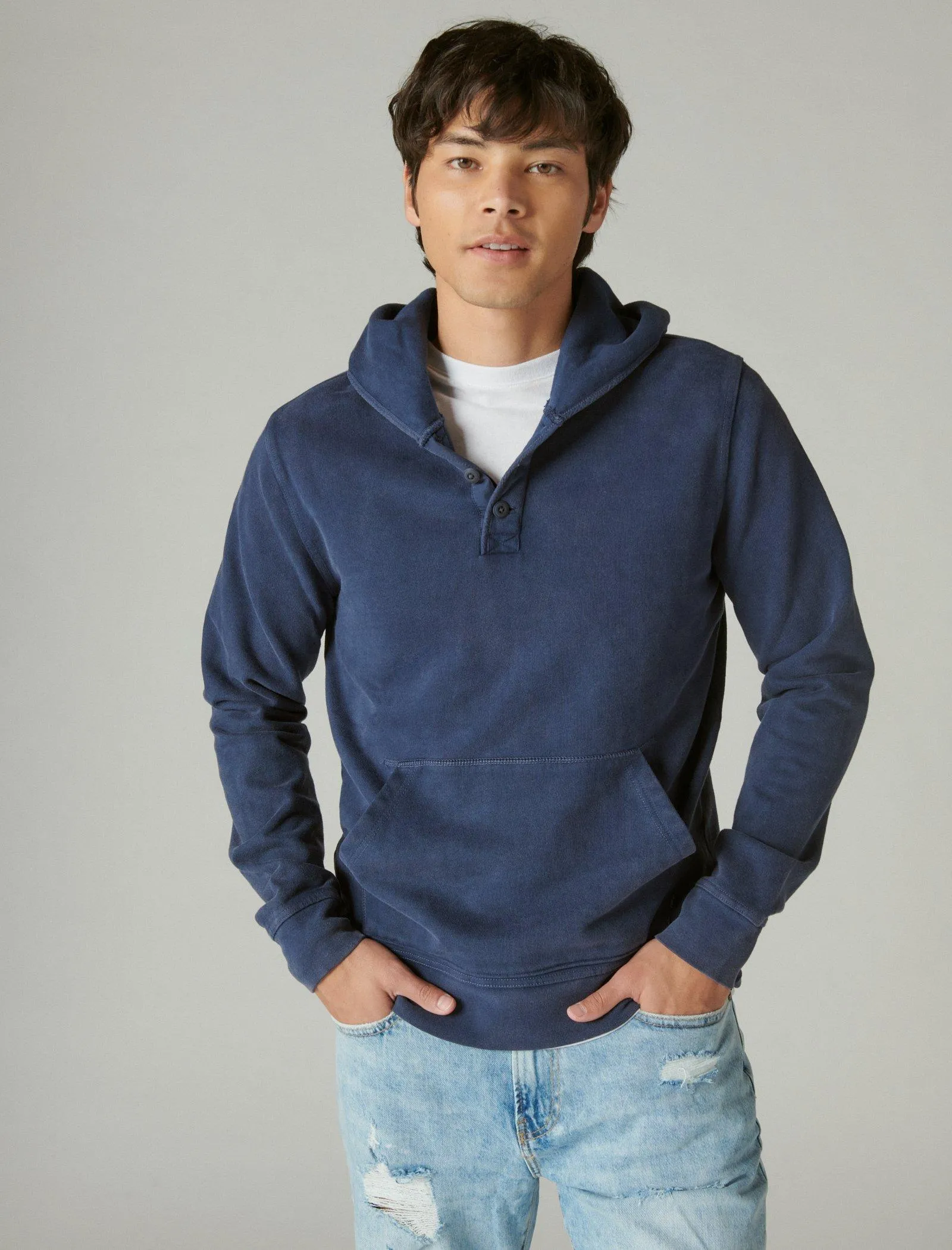 Lucky Brand Sueded Terry Hoodley Navy Blazer Lucky Brand