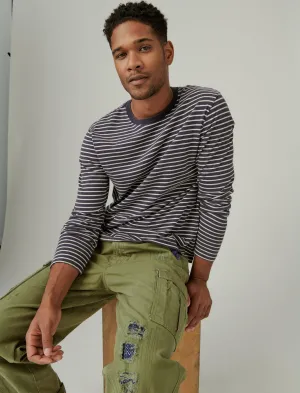Lucky Brand Sueded Variagated Long Sleeve Stripe Crew Multi Lucky Brand