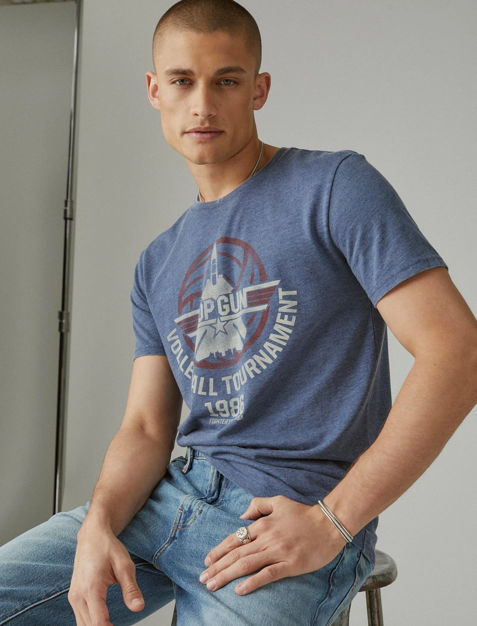 Lucky Brand Top Gun Graphic Tee Ensign Blue Lucky Brand