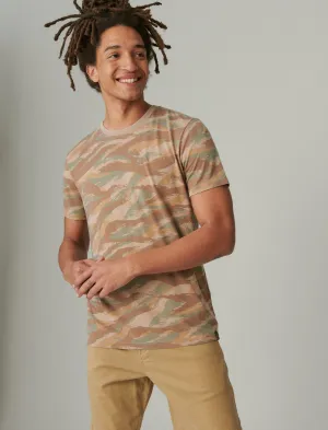 Lucky Brand Venice Burnout Camo Crew Camo (Army Colors) Lucky Brand