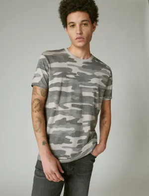 Lucky Brand Venice Burnout Camo Crew Neck Tee Grey Camo Lucky Brand