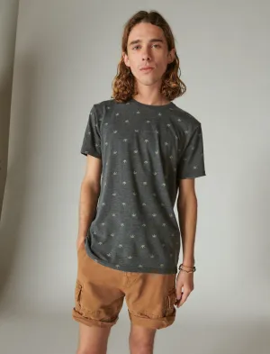Lucky Brand Venice Burnout Leaf Print Crew Neck Tee Multi Lucky Brand