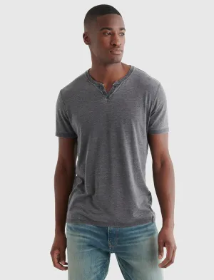 Lucky Brand Venice Burnout Notch Neck Tee Jet Black Lucky Brand