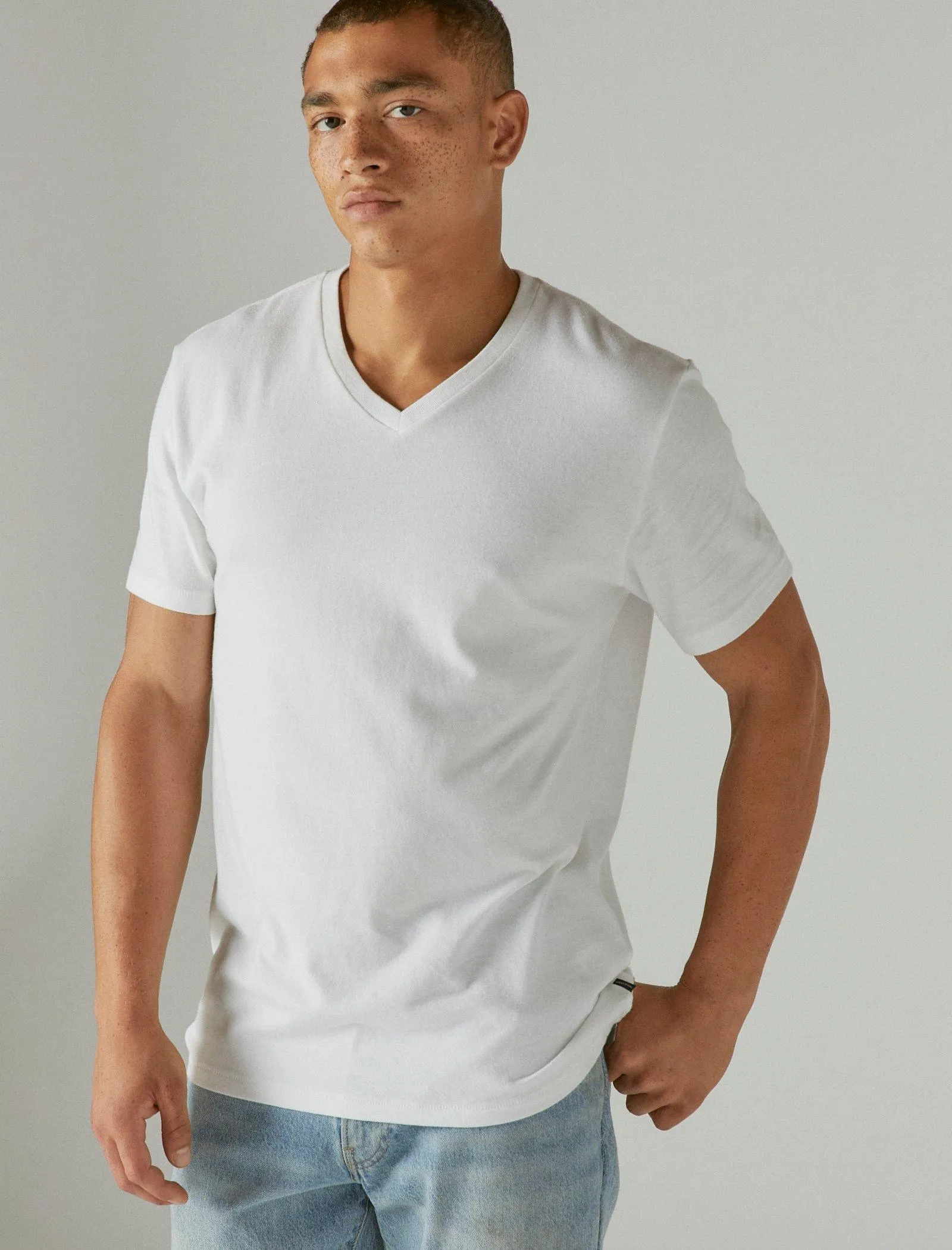 Lucky Brand Venice Burnout Vee-Neck Tee Bright White Lucky Brand