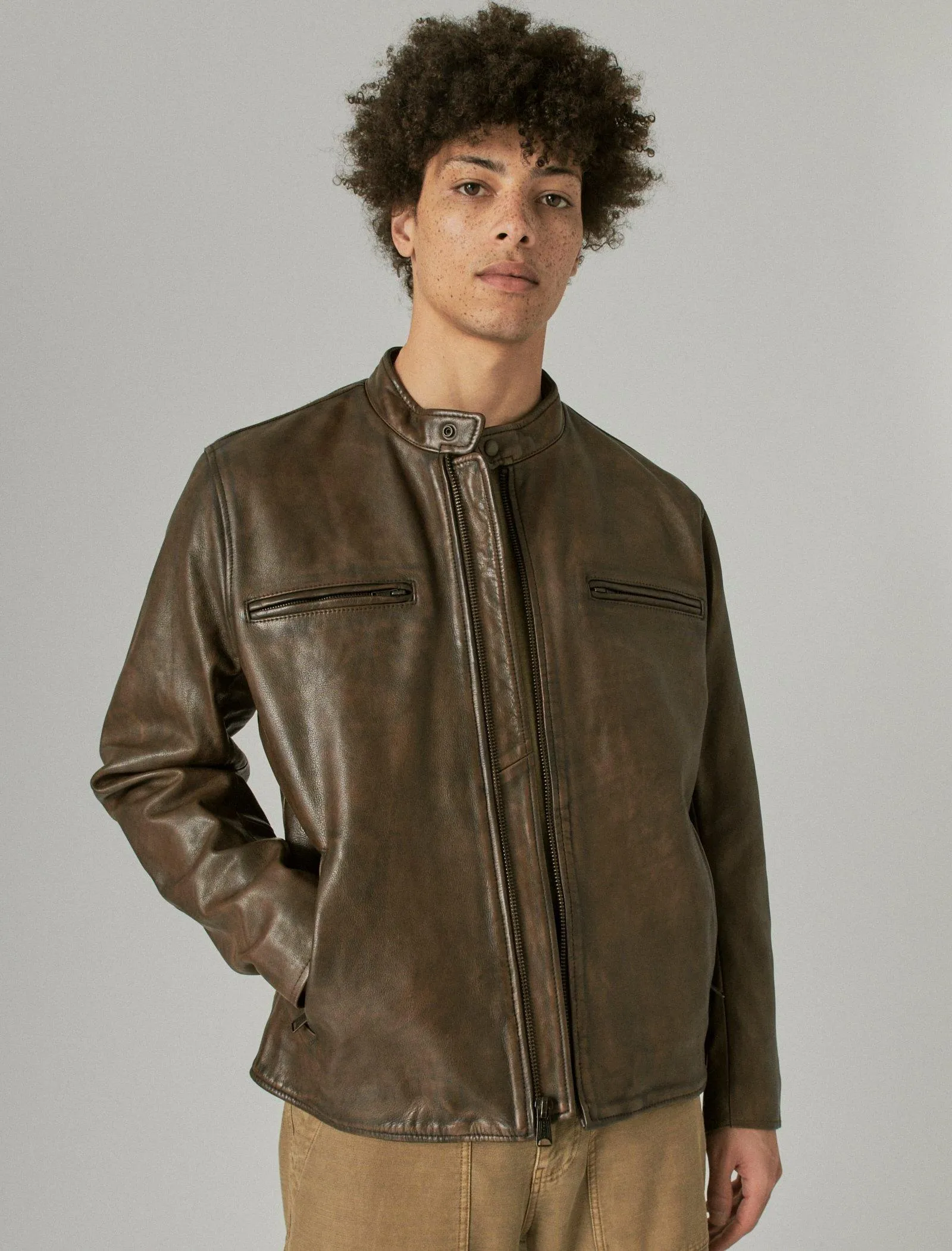 Lucky Brand Vintage Leather Jacket Pinecone Lucky Brand