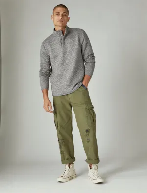 Lucky Brand Weekend Jersey Quilted Mock Neck Popover Heather Grey Lucky Brand