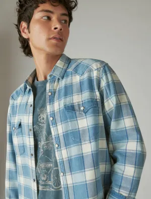 Lucky Brand Western Long Sleeve Shirt Indigo Plaid Lucky Brand